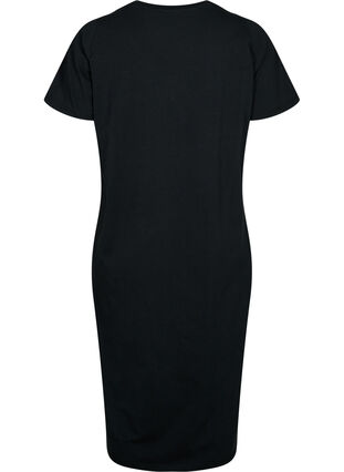 Katoenen jurk met korte mouwen en split, Black, Packshot image number 1