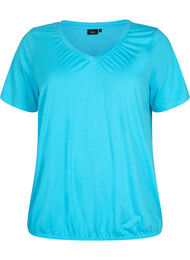 	 Gemêleerd t-shirt met elastische rand, Blue Atoll Mél