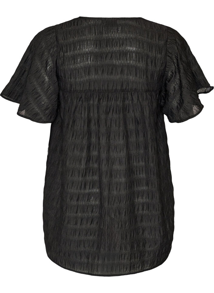 Tuniek in lyocell met vlindermouwen, Zwart, Packshot image number 1