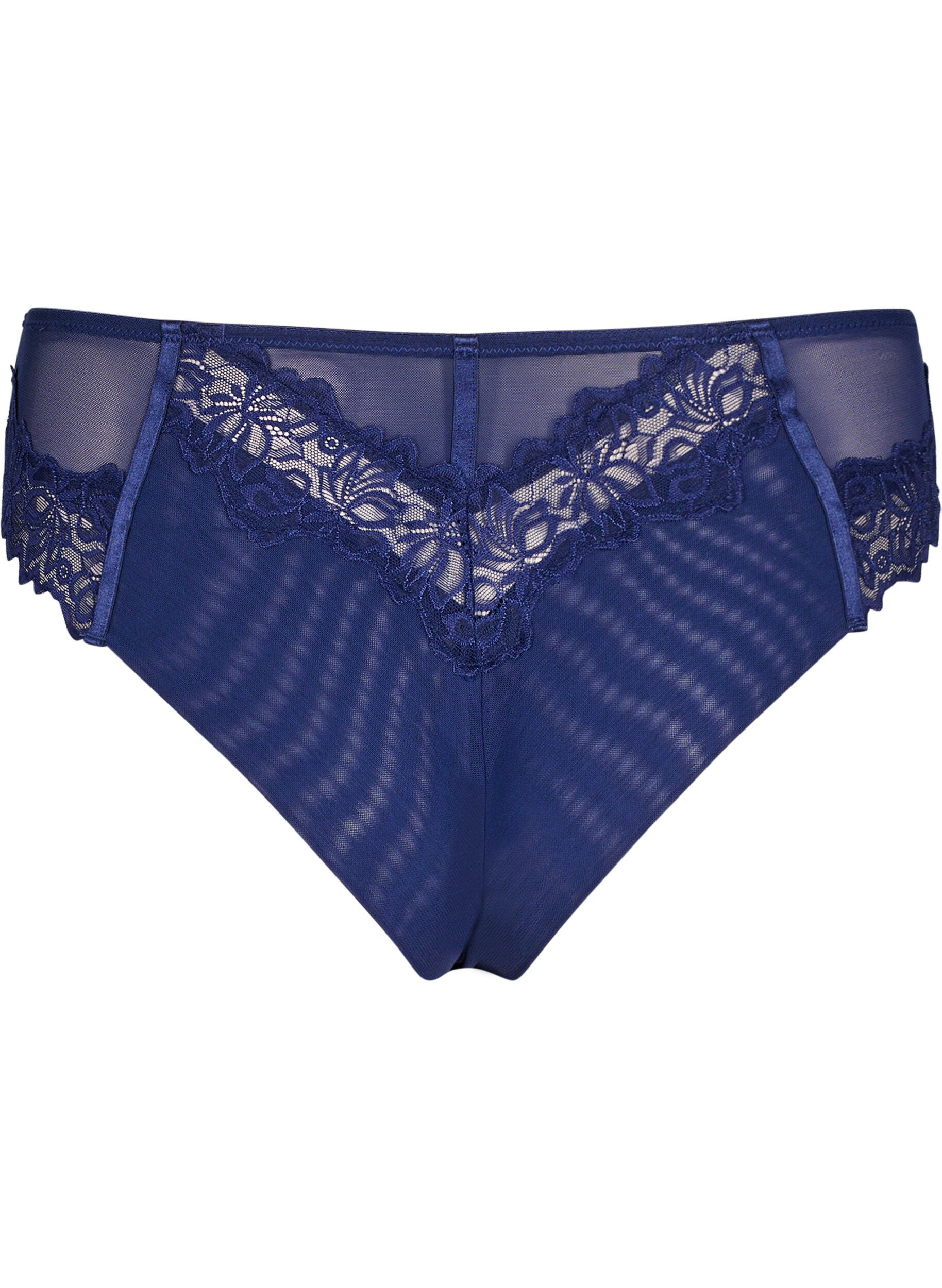 Zizzi Brazilian slip met kant en satijnen lint, Ocean Cavern, Packshot image number 1