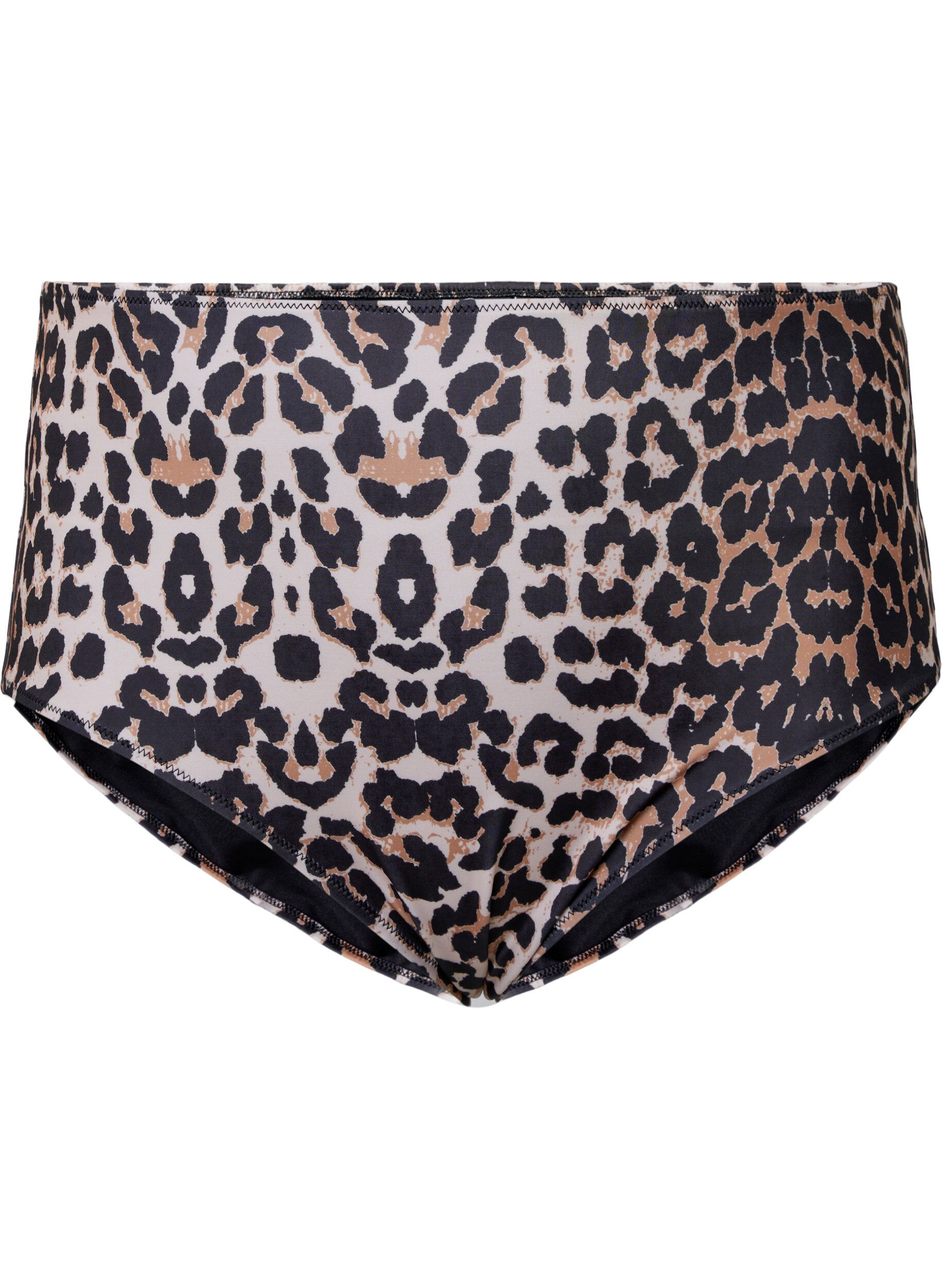 Zizzi Bikinibroekje met hoge taille en print, Bruin, Packshot image number 0