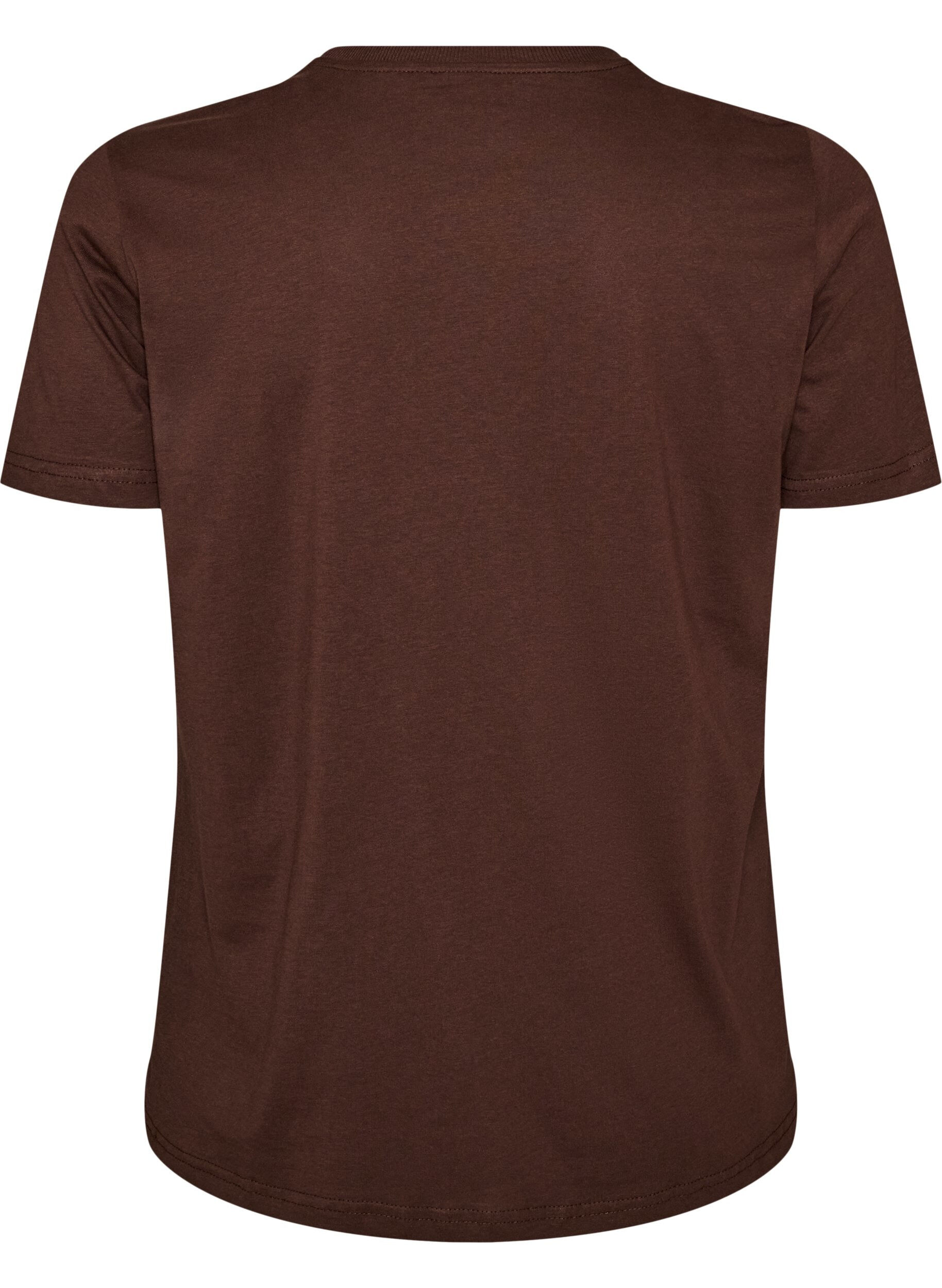 ZizziKatoenen T-shirt met print aan de voorkant, Bruin, Packshot image number 1