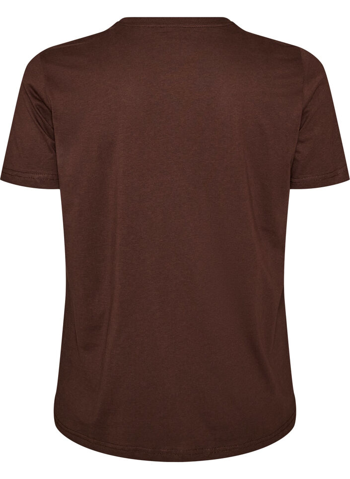 Katoenen T-shirt met print aan de voorkant, Bruin, Packshot image number 1