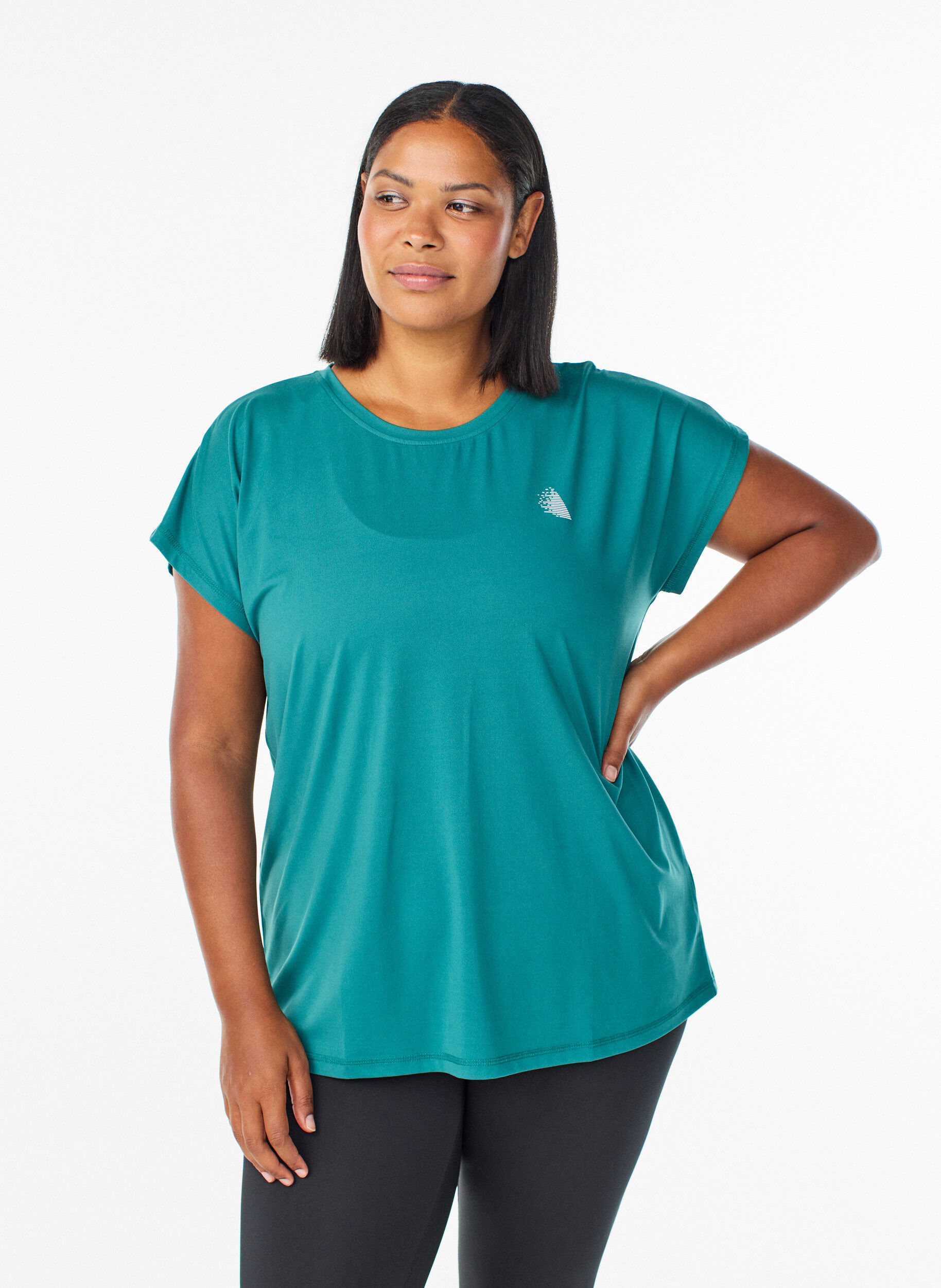 Effen gekleurd trainingsshirt, Blauw, Model