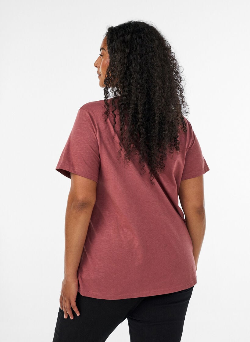 T-shirt met knoopdetail, Bruin, Model image number 2