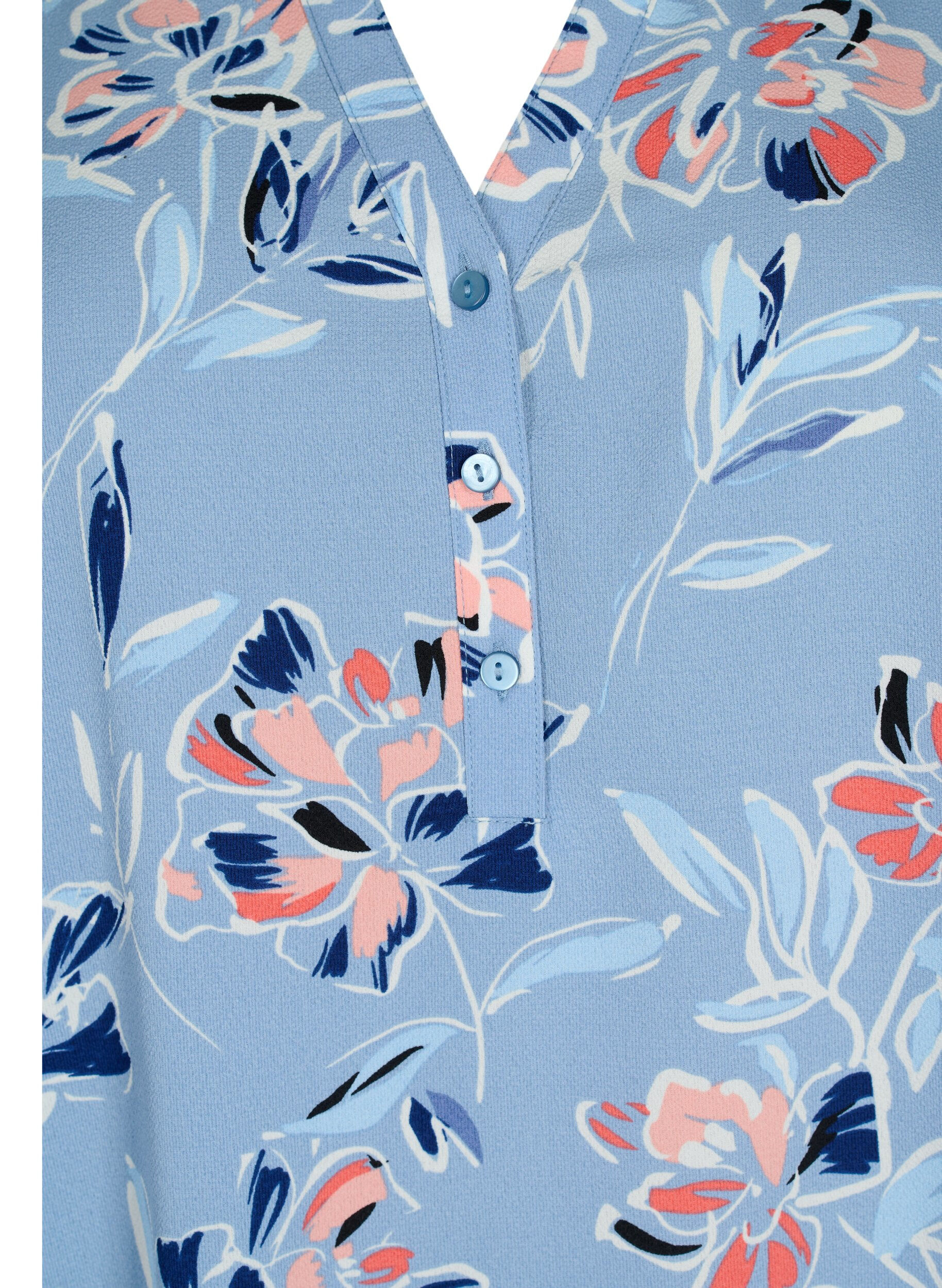 Zizzi Blouse met bloemendesign en 3/4 mouw, Outline Flower, Packshot image number 2
