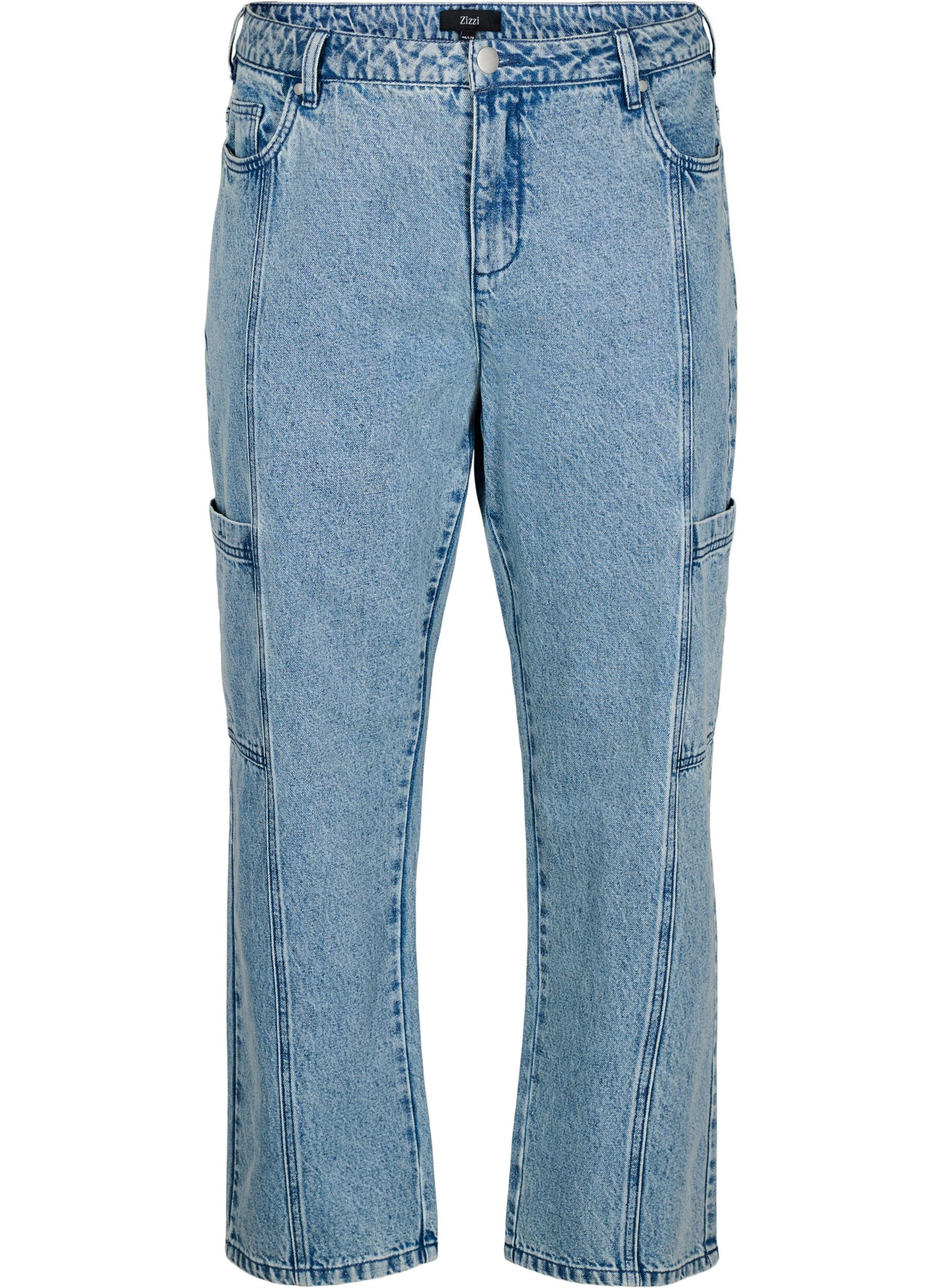 Zizzi High waist cargobroek, Blauw, Packshot image number 0