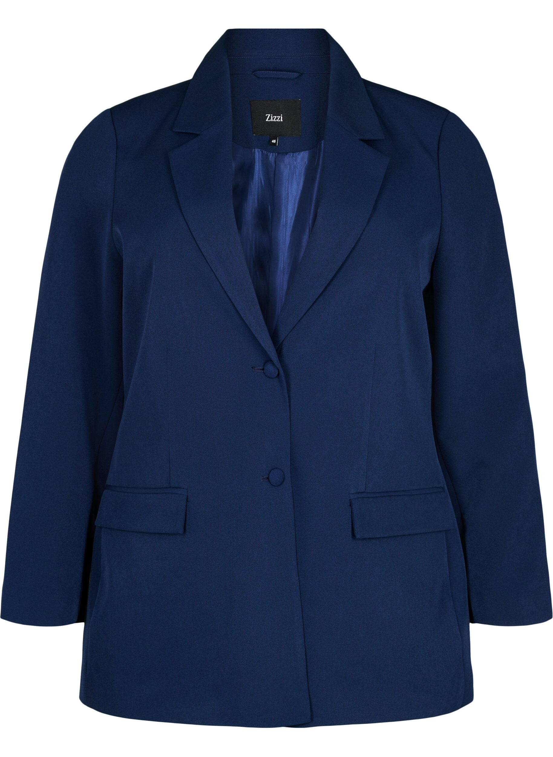 Zizzi Klassieke blazer met knoopsluiting, Blauw, Packshot image number 0