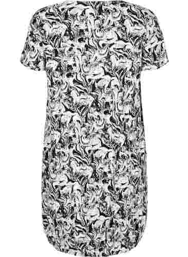 Katoenen jurk met korte mouwen en print, Swirl AOP, Packshot image number 1