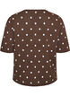 Gebreide blouse met korte mouwen en stippen, Bruin, Packshot image number 1