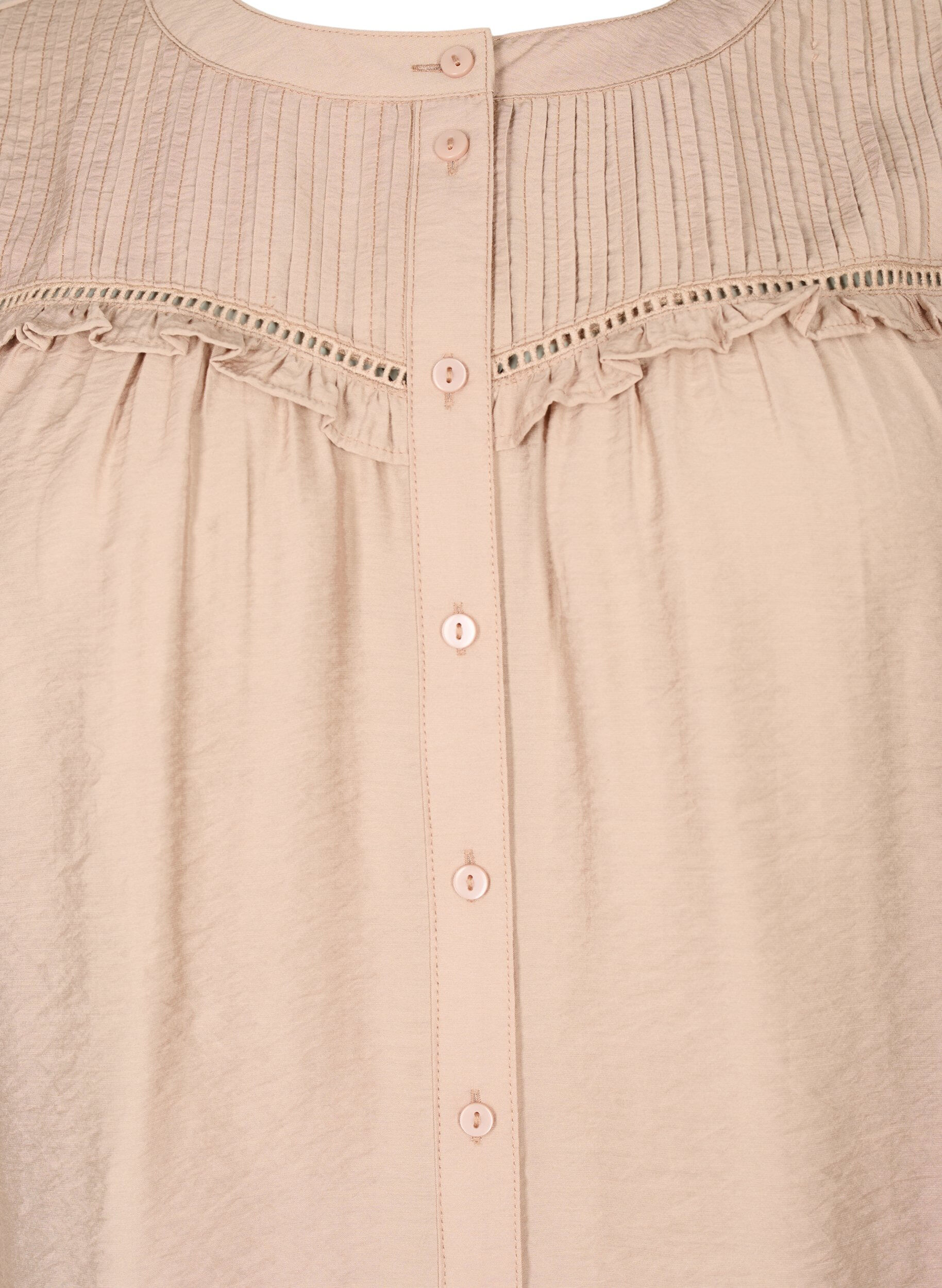 Zizzi Overhemdblouse met ruches en plooien, Stucco, Packshot image number 2