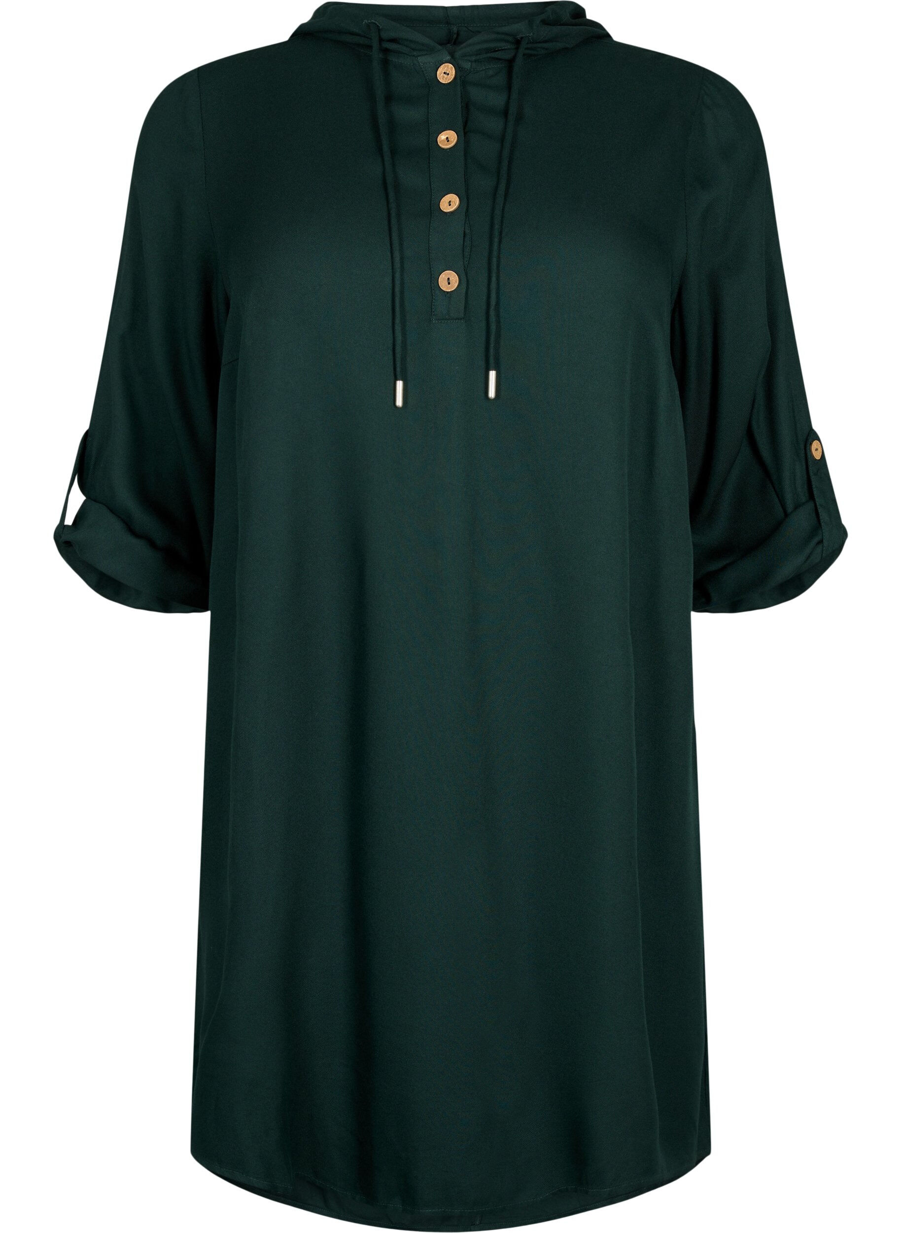 Zizzi Tuniek van viscose met capuchon, Scarab, Packshot image number 0