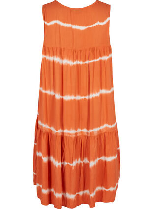 Viscose midi-jurk met print, Orange Batik, Packshot image number 1