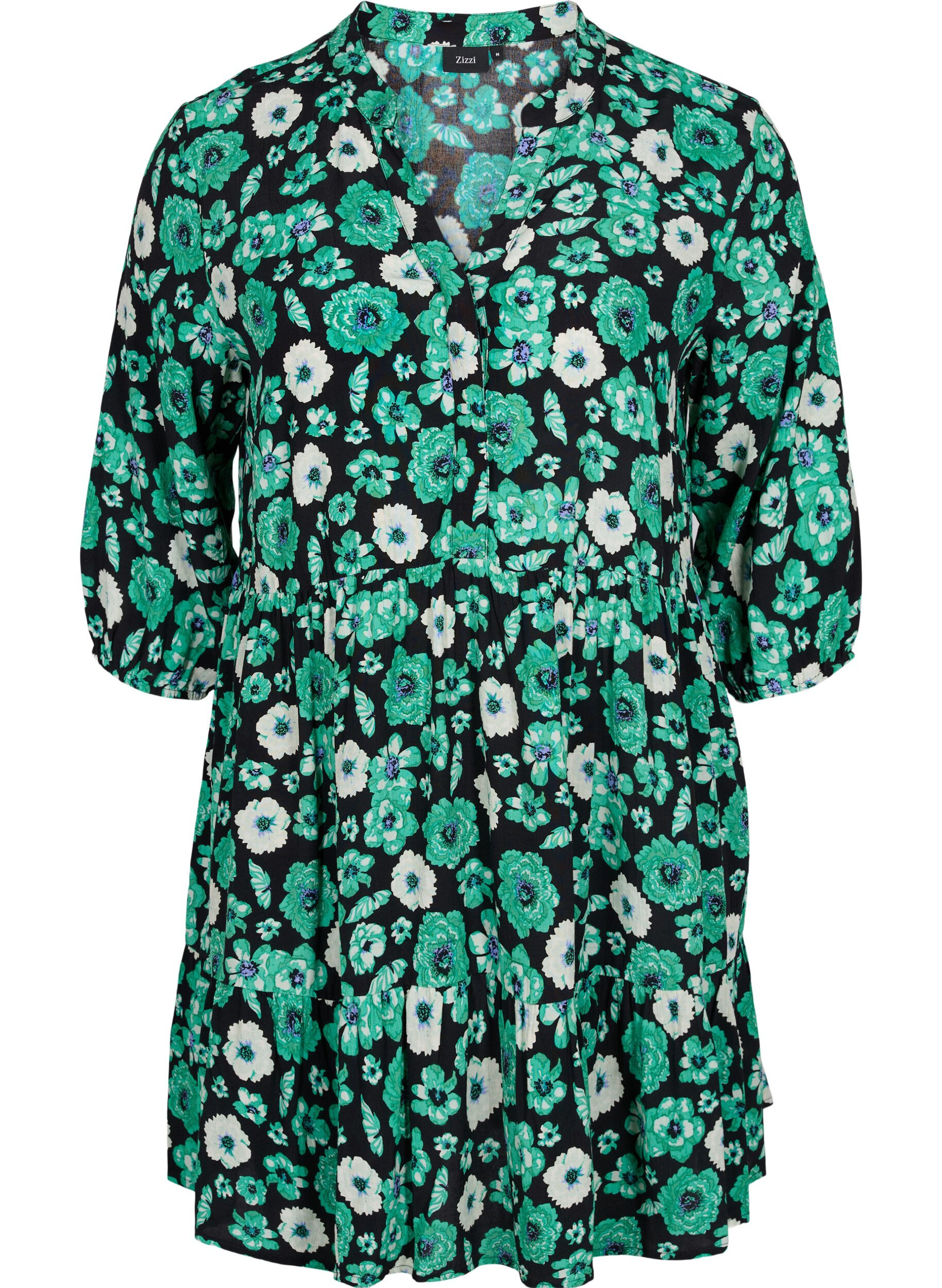 Zizzi Gebloemde tuniek in viscose, Green Flower AOP, Packshot image number 0