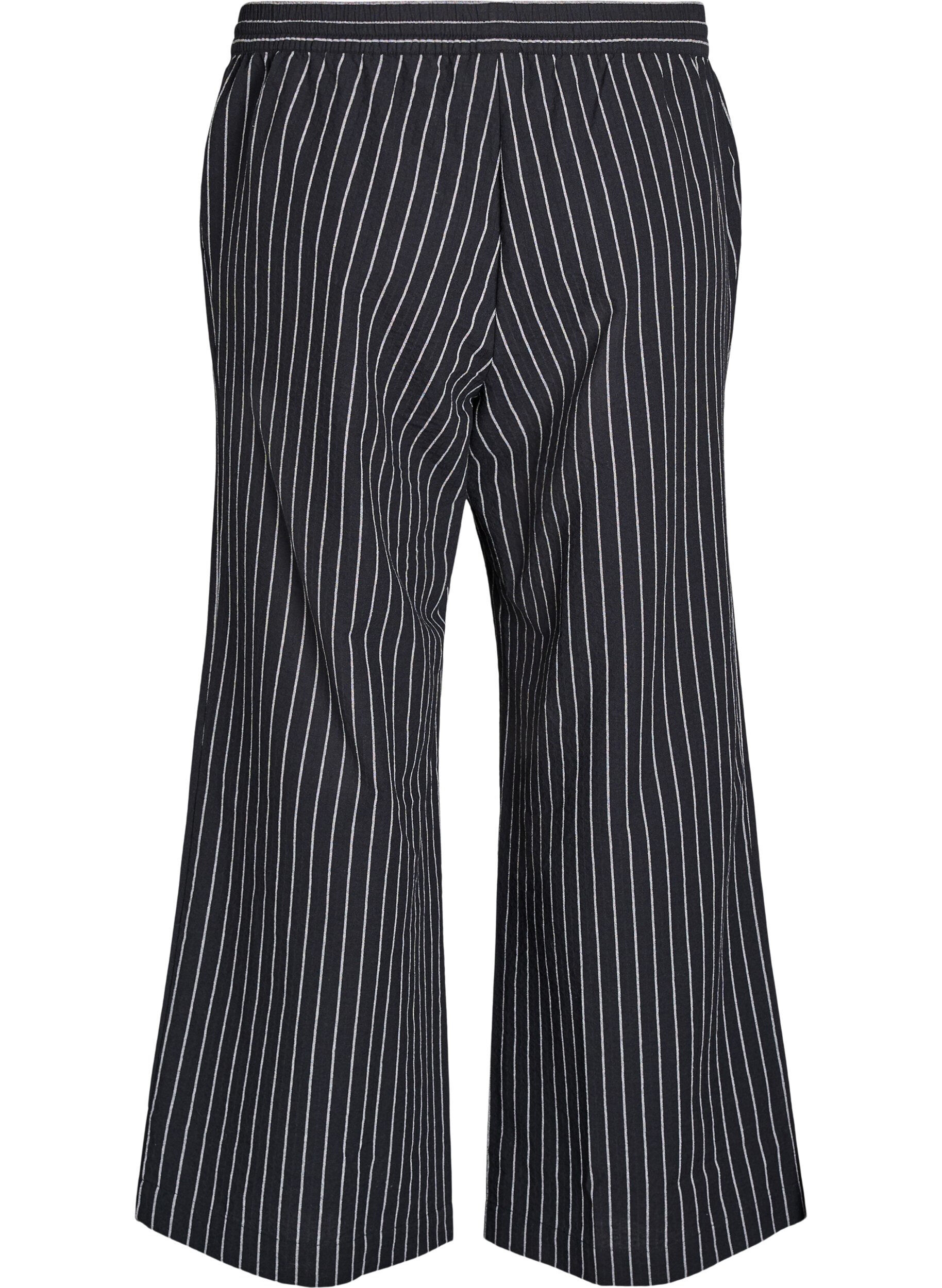 ZizziLosse broek met hoge taille en zakken, Zwart, Packshot image number 1