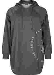 Lang sweatshirt met capuchon en print, Dark Grey Melange