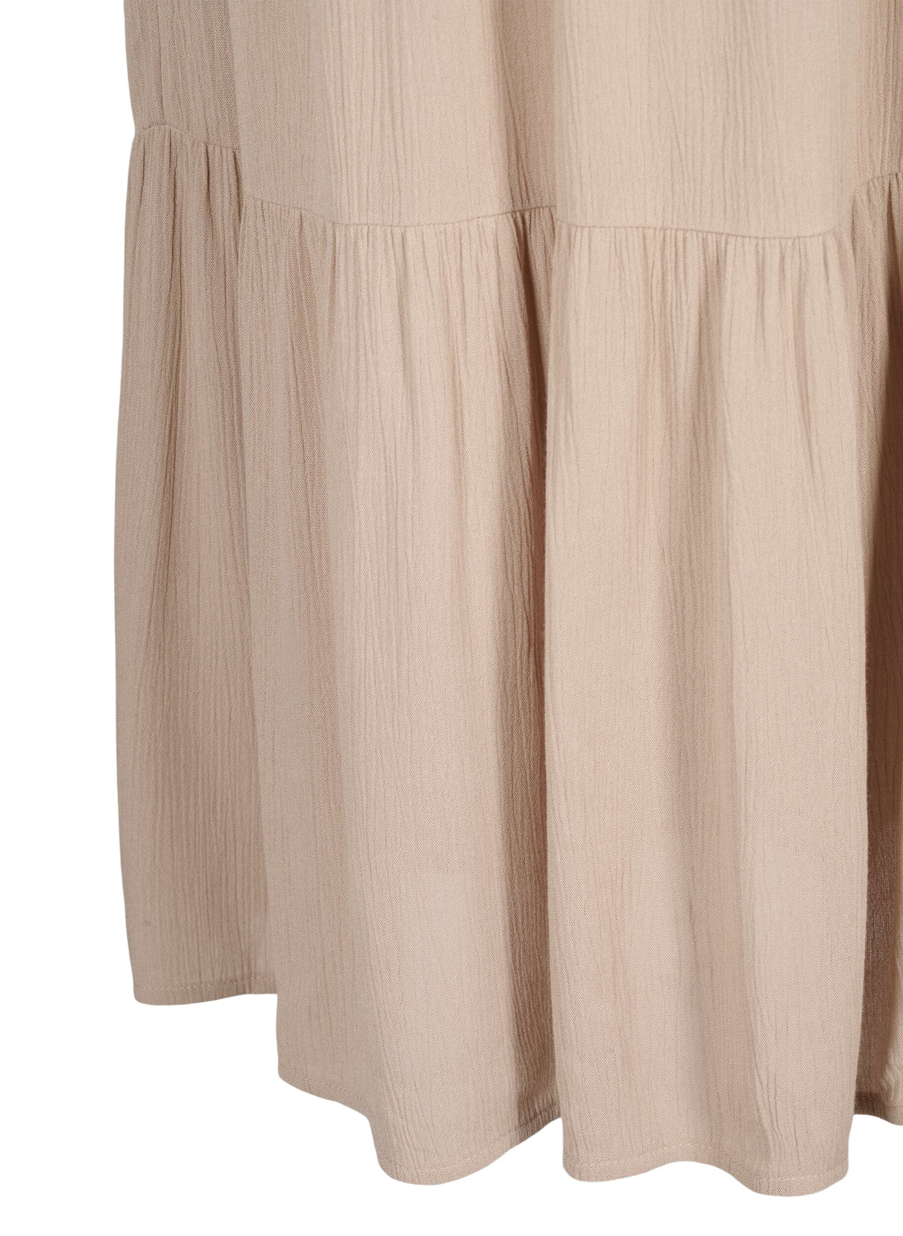 Zizzi Lange rok met elastiek in de taille, Beige, Packshot image number 3