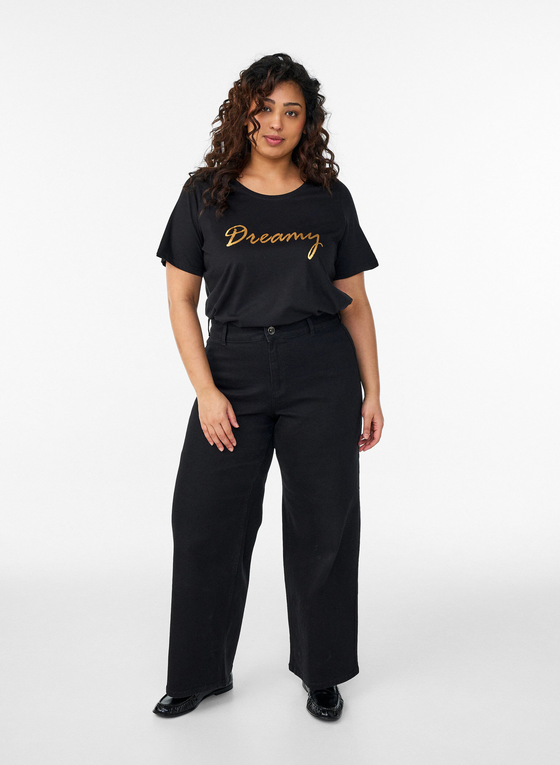 Zizzi T-shirt met print, Zwart, Model image number 1