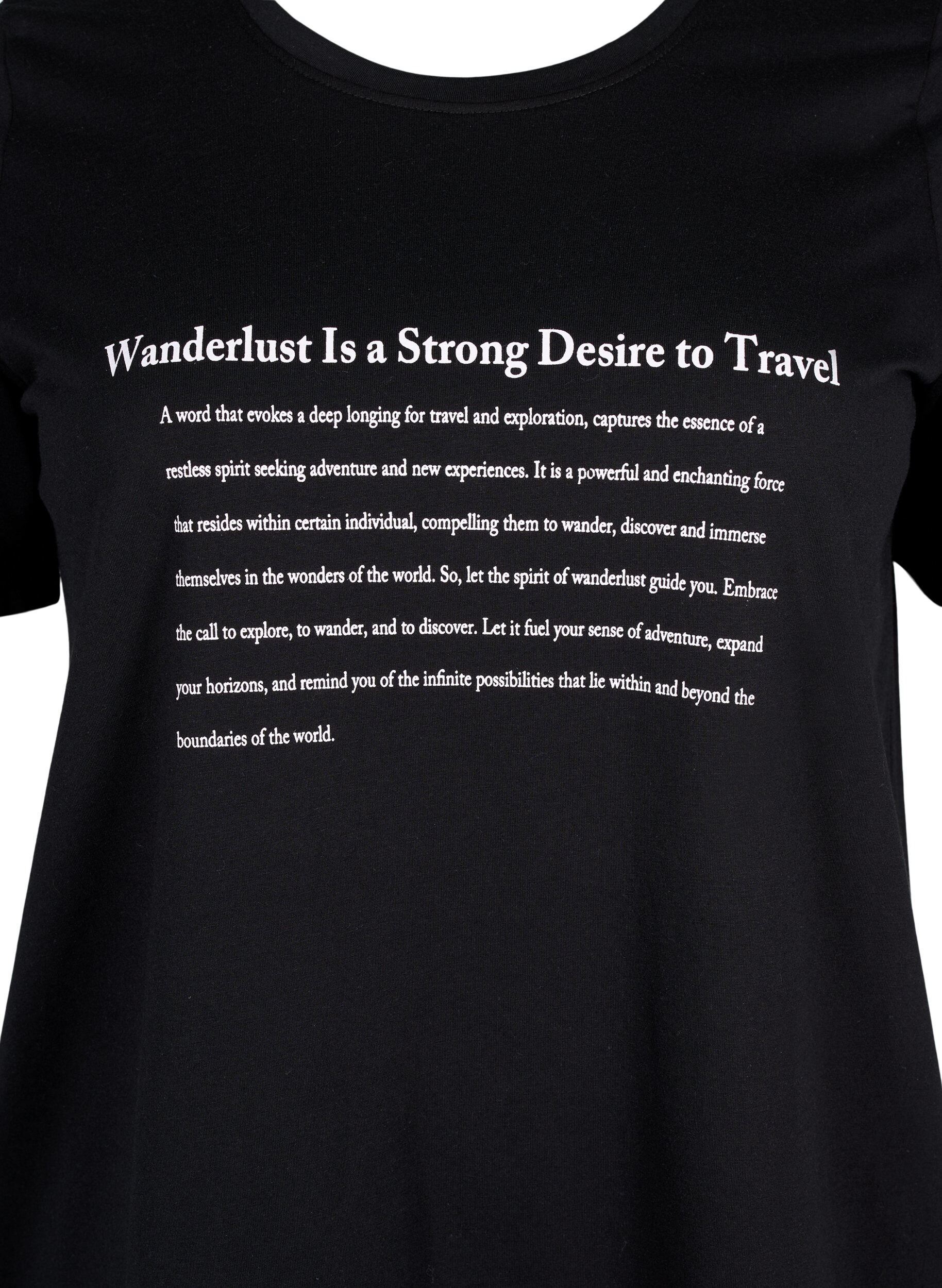 Zizzi FLASH - T-shirt met motief, Black Wanderlust, Packshot image number 2