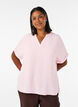 Luchtige blouse met korte mouwen, Roze, Model image number 0