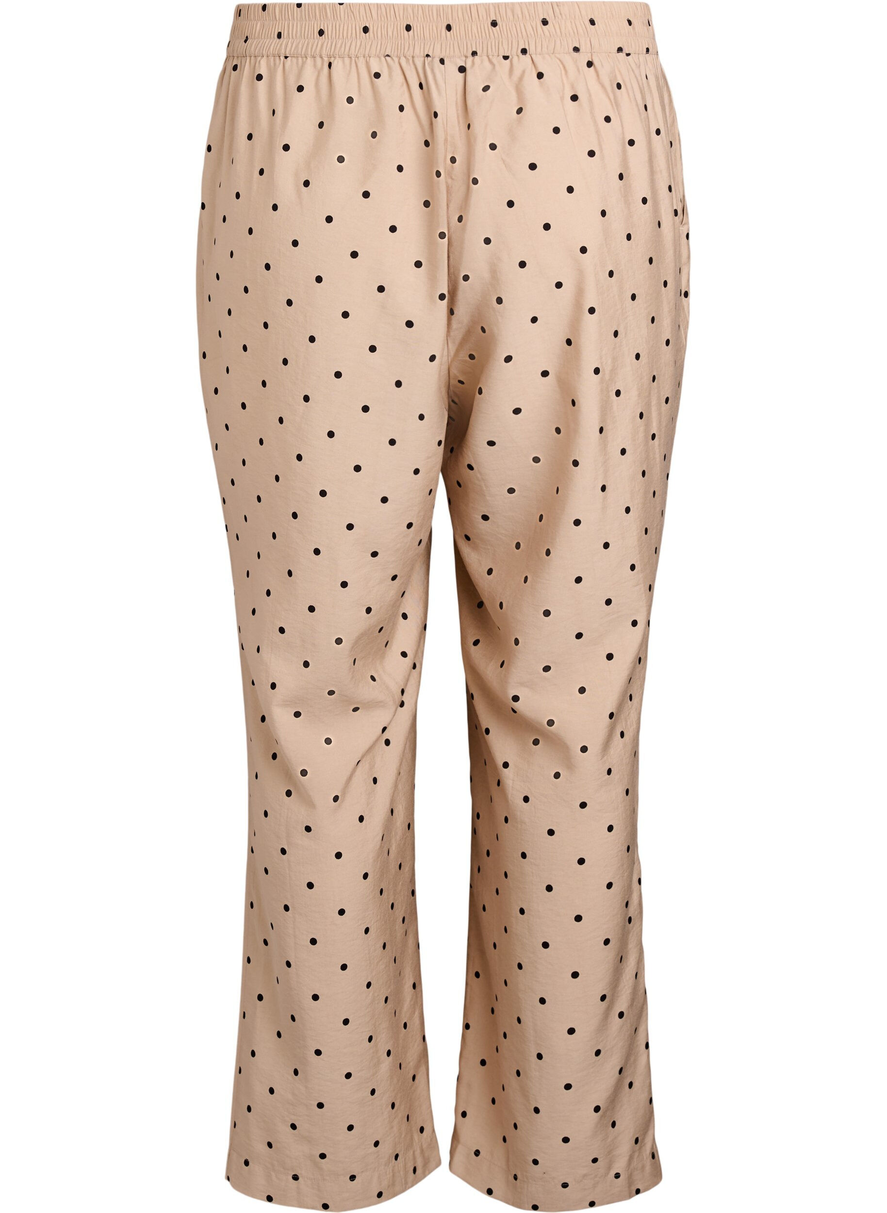 Zizzi Broek met stippen en rechte pijpen, Beige, Packshot image number 1