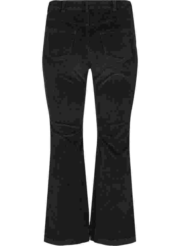 Fluwelen broek met bootcut, Black, Packshot image number 1