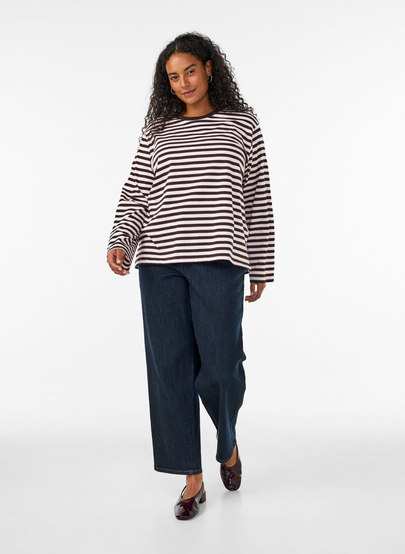 Basic t-shirt with long sleeves, Pink, Model image number 1