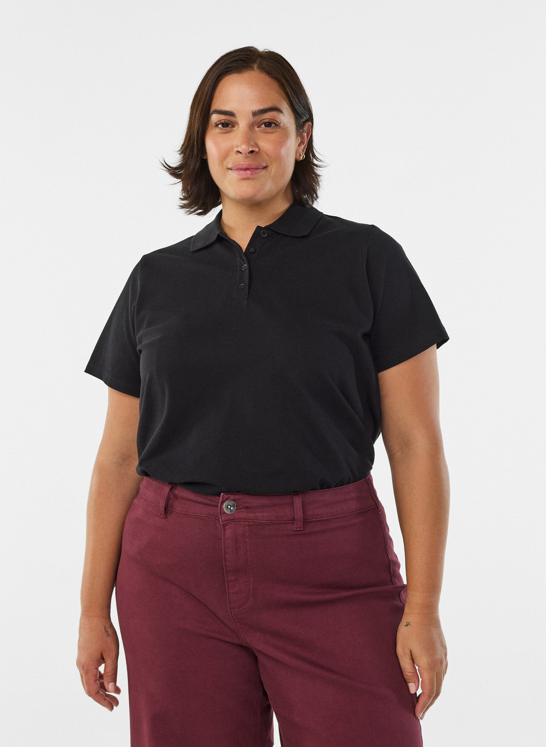 Zizzi FLASH - Polo met korte mouwen, Zwart, Model image number 0