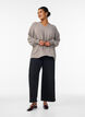Blouse met smockmanchetten en V-hals, Beige, Model image number 1