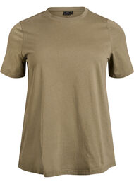 Basic katoenen T-shirt met ronde hals, Groen