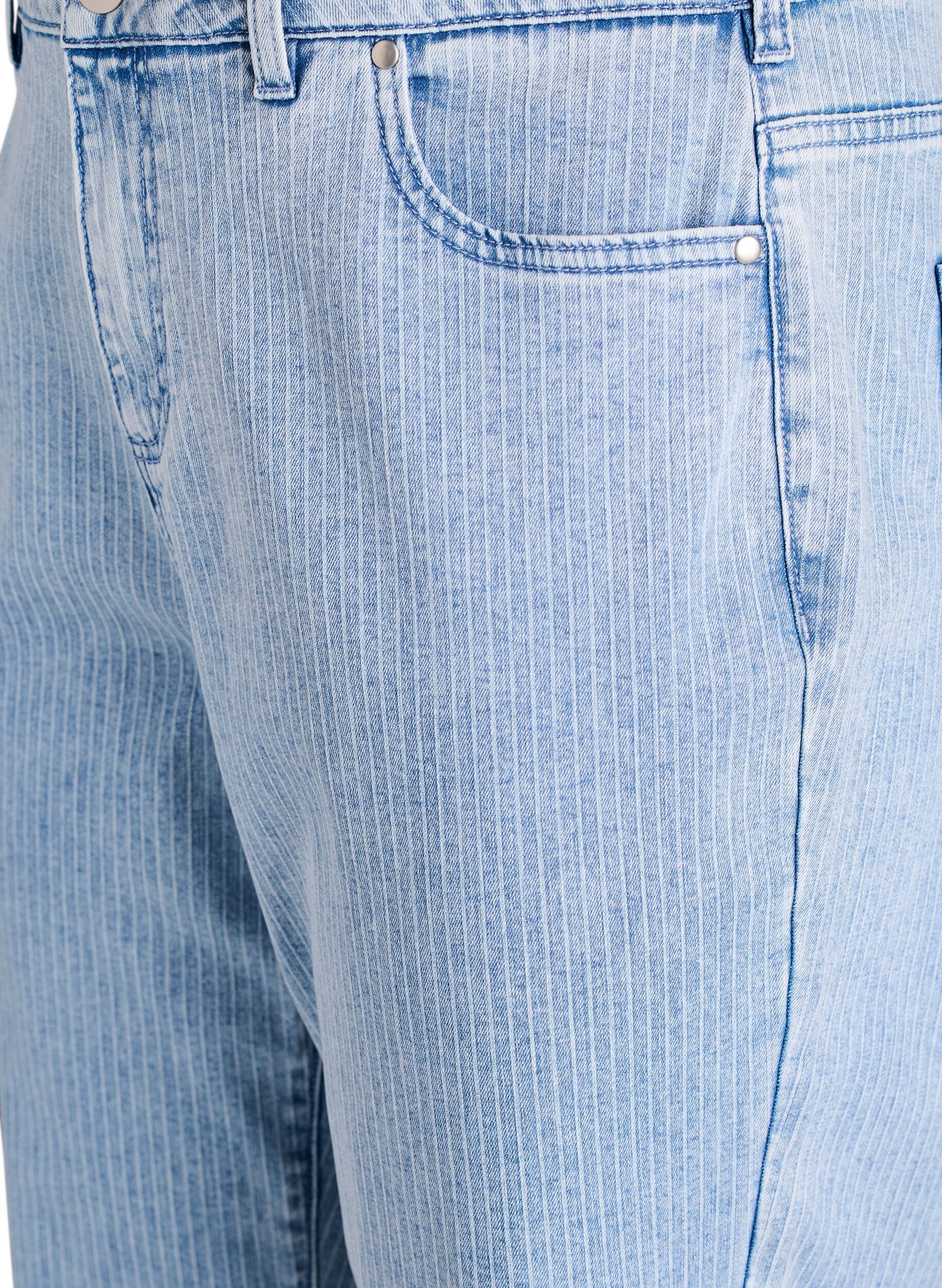 Zizzi Pinstripe Kiana jeans met straight-fit, Blauw, Packshot image number 2
