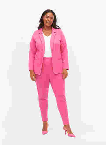 Basic blazer met knoop en sierzakken, Shocking Pink, Model image number 3