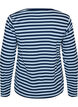 Nachtbovenstuk met lange mouwen in geribde jersey met strepen, Blauw, Packshot image number 1