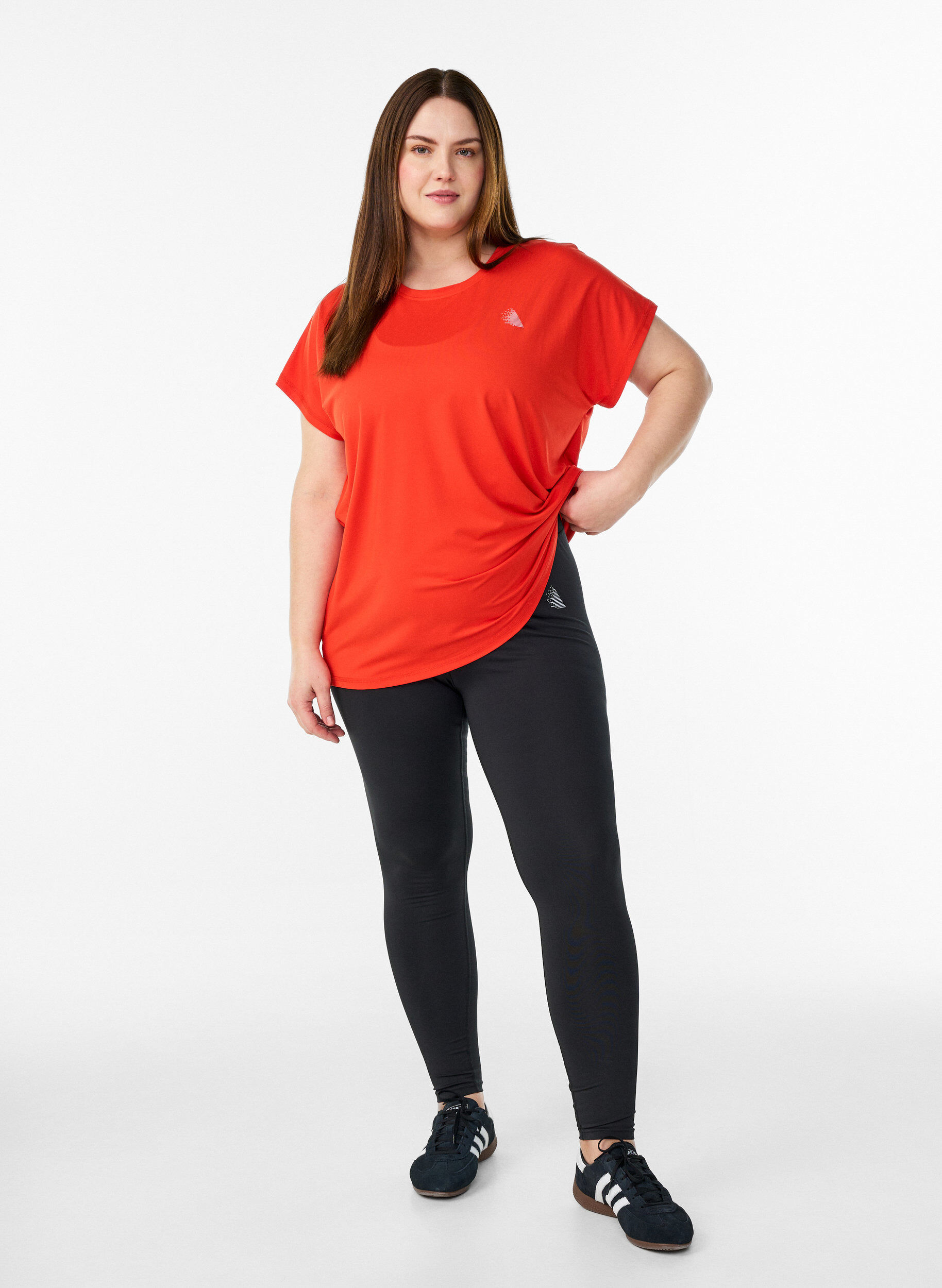 Zizzi Effen gekleurd trainingsshirt, Oranje, Model image number 1