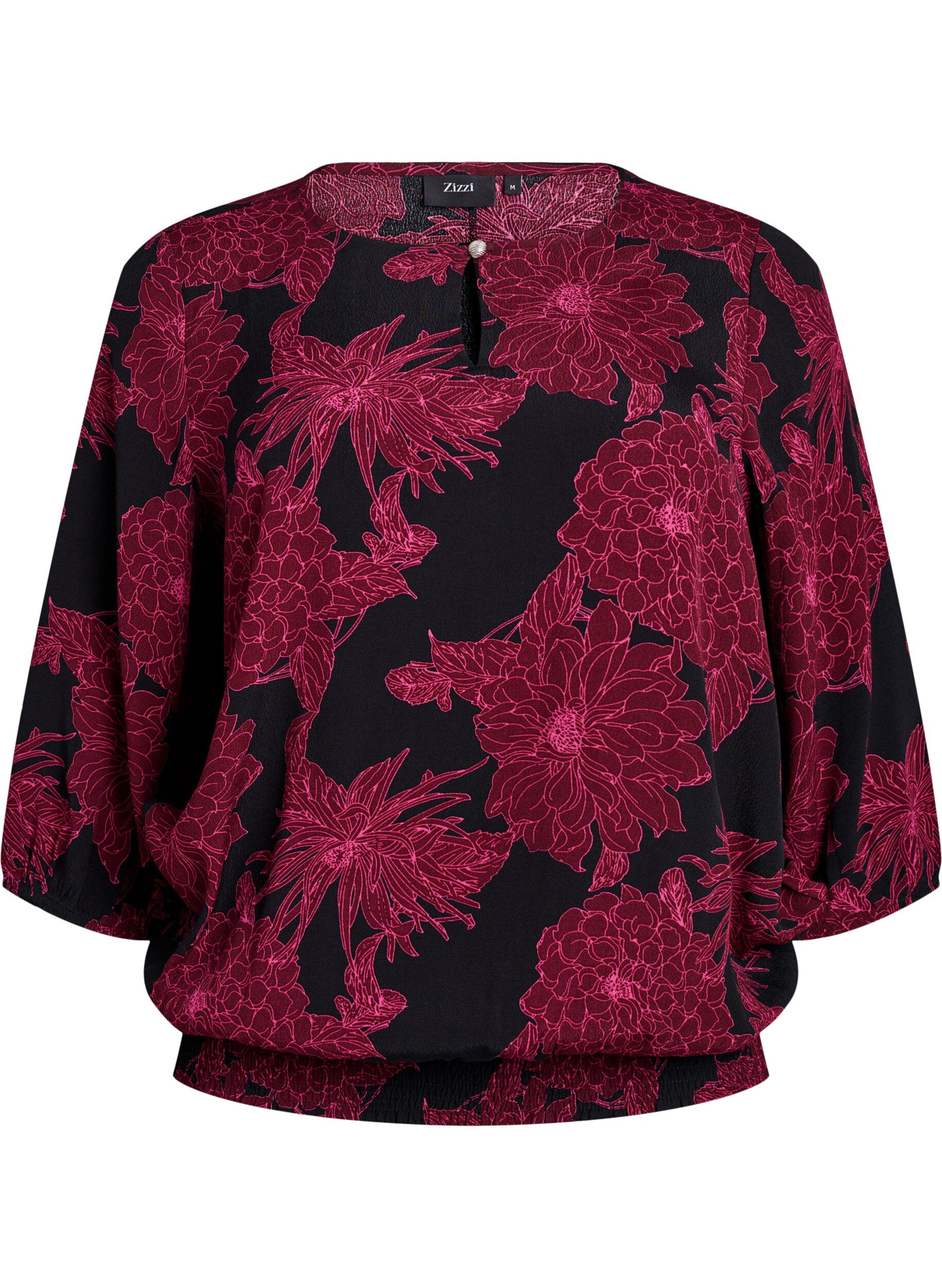 Viscose blouse met bloemenprint en smockwerk