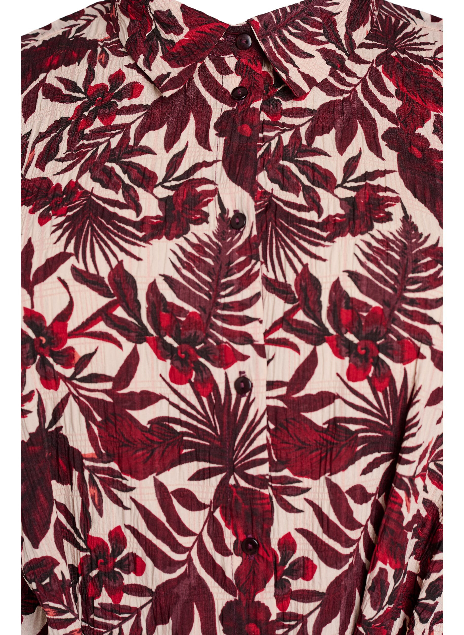 Zizzi Midi-lange overhemdjurk met bloemenprint, Rood, Packshot image number 2