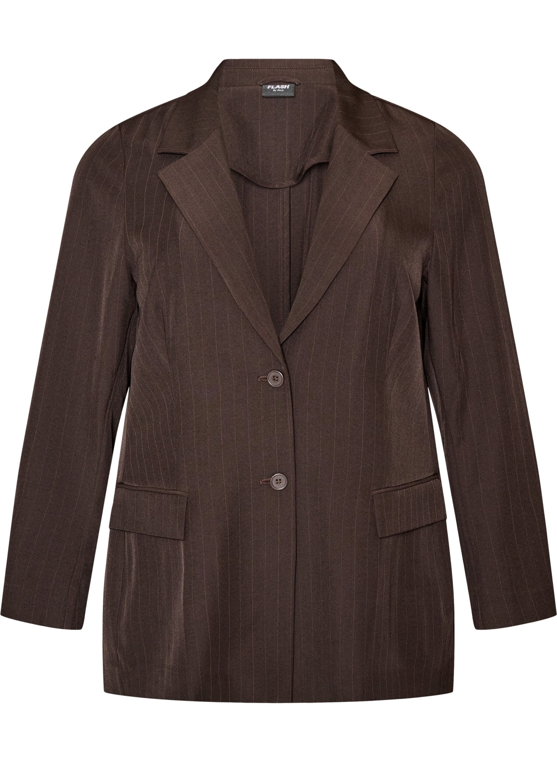 ZizziBlazer met zakken en splitten, Bruin, Packshot image number 0