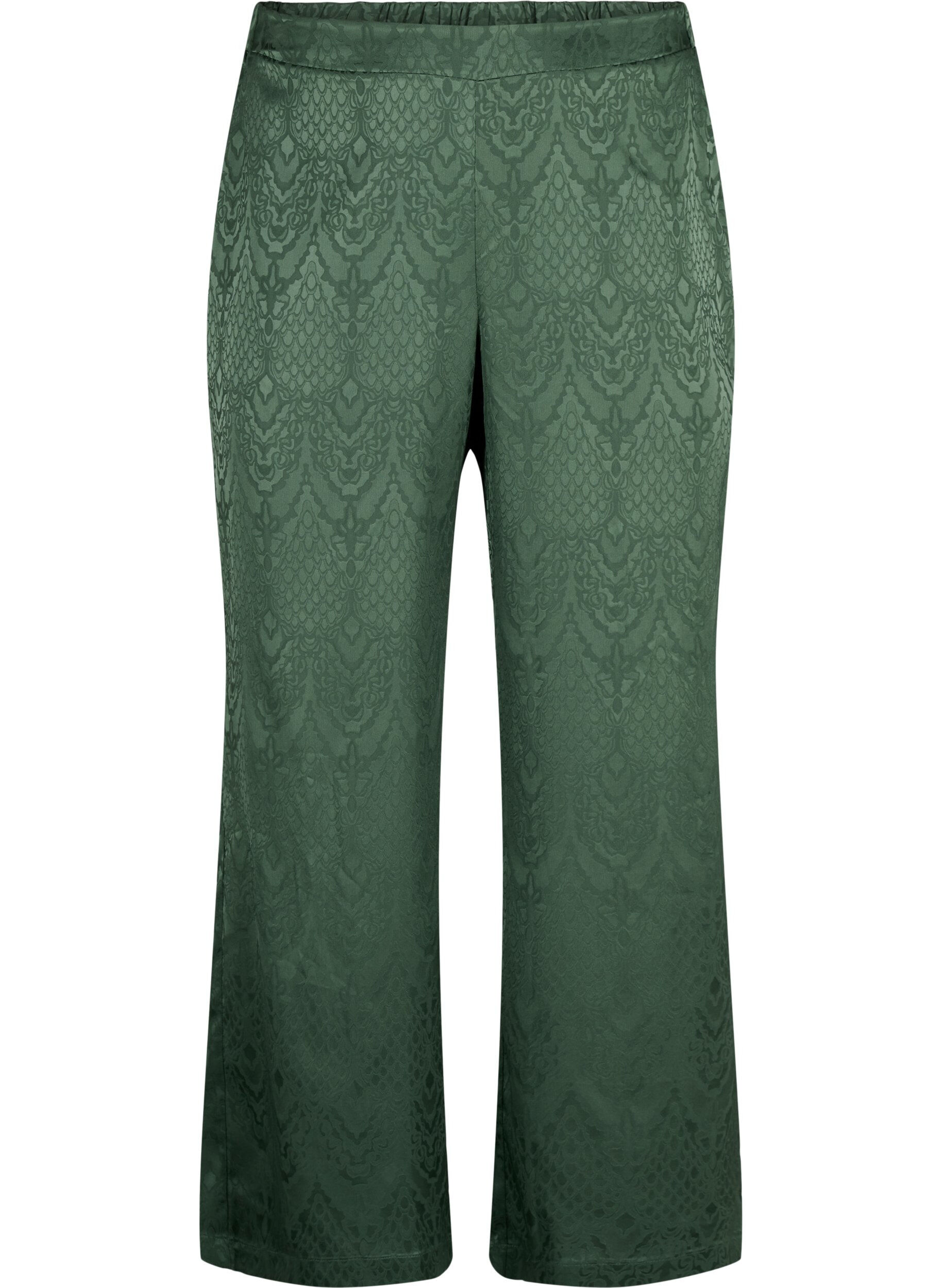 Zizzi Broek met structuurpatroon, Duck Green, Packshot image number 0
