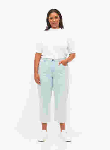 Straight jeans met enkellengte, Light Blue Stripe, Model image number 0