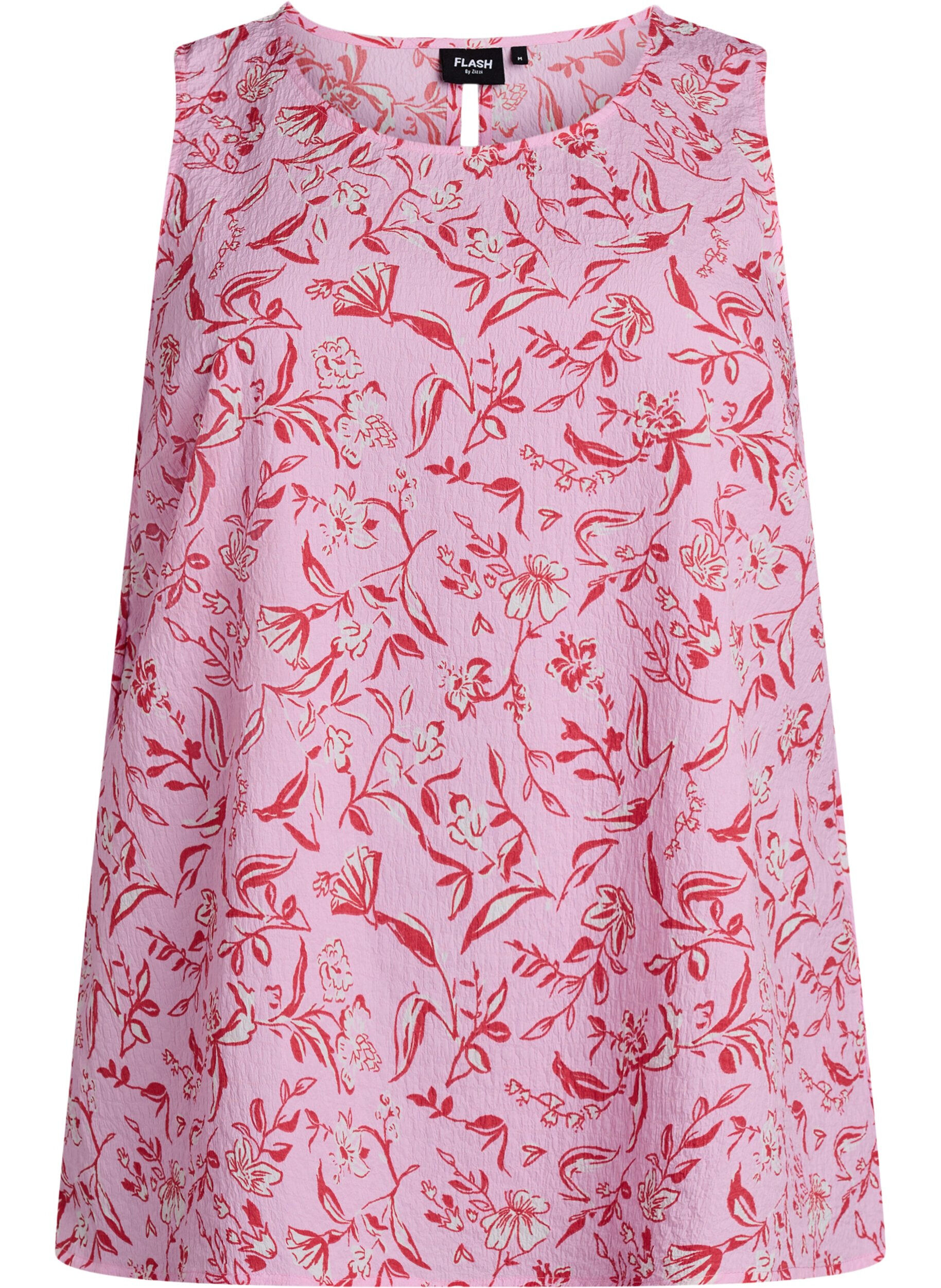 Zizzi FLASH - Mouwloze top met textuur, Rood, Packshot image number 0