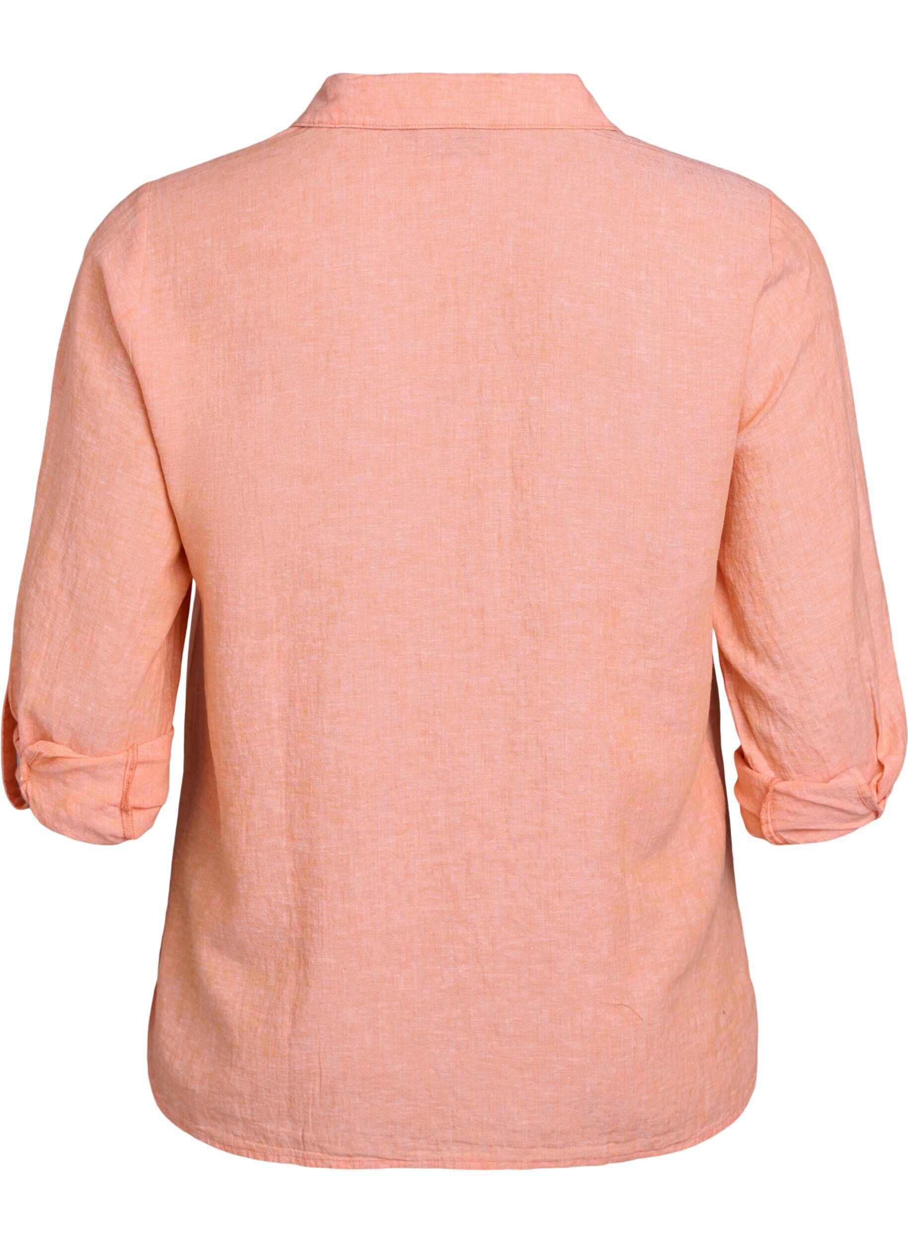 Zizzi Linnen en viscose shirt met 3/4 mouwen, Oranje, Packshot image number 1