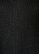Lange ribgebreide blouse met V-hals, Zwart, Packshot image number 2