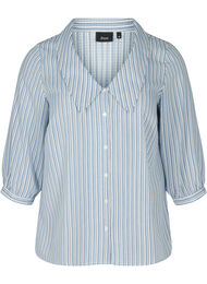 Gestreepte blouse met grote kraag, Light Blue Stripe