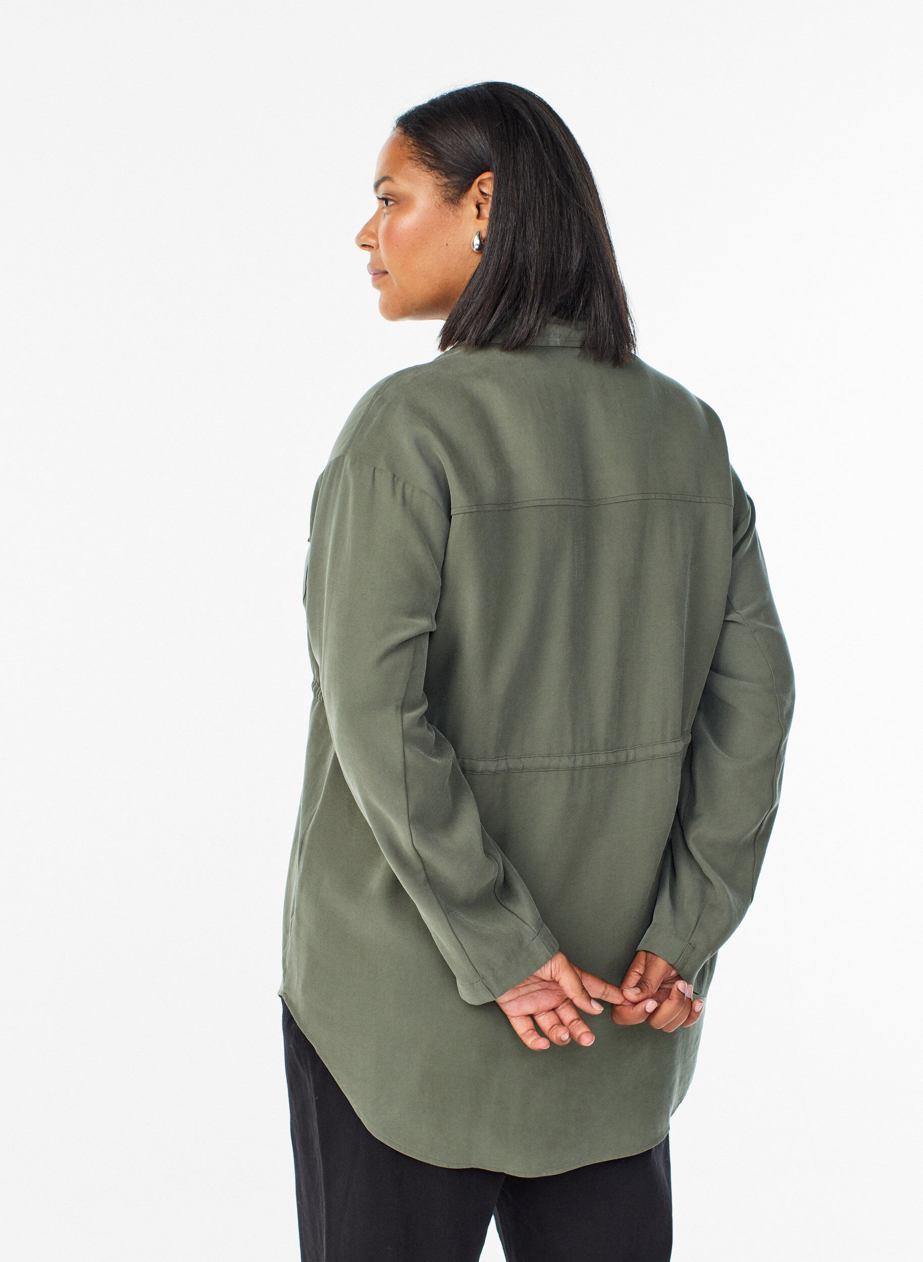 Zizzi Tuniek met borstzakken en verstelbare taille, Groen, Model image number 2