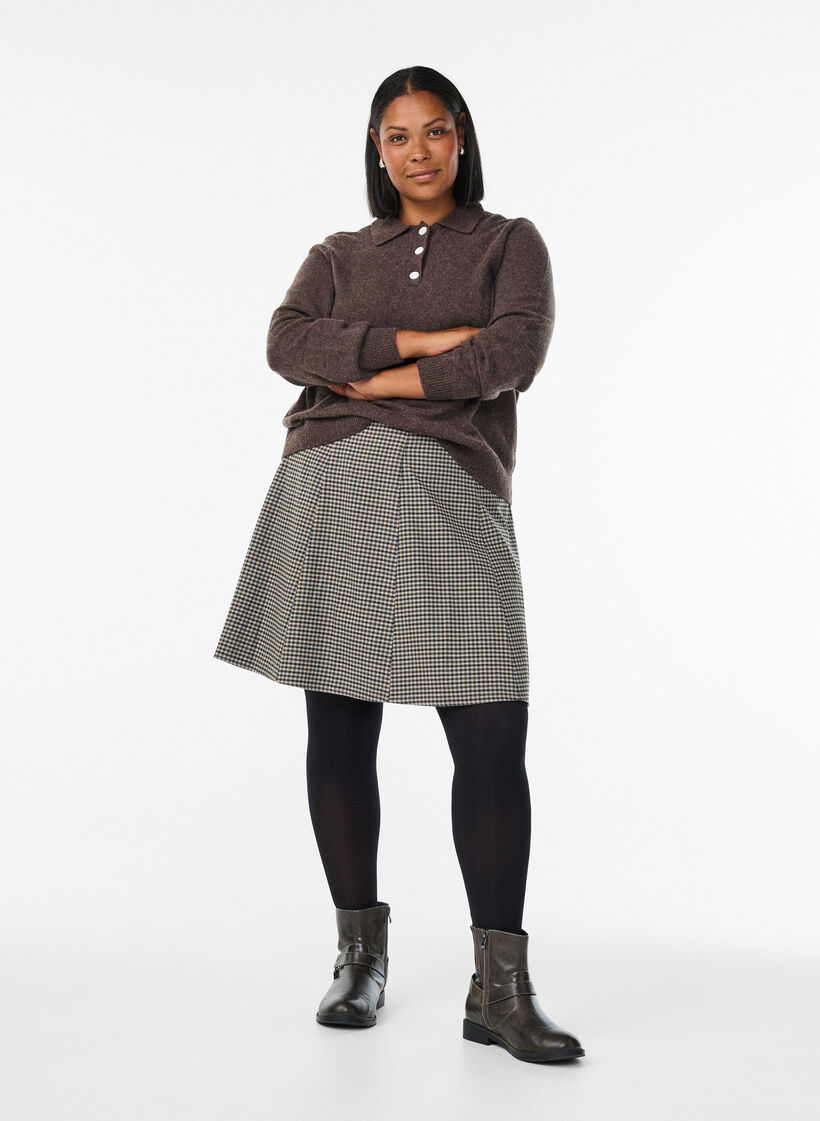 Korte A-lijn rok, Bruin, Model image number 1