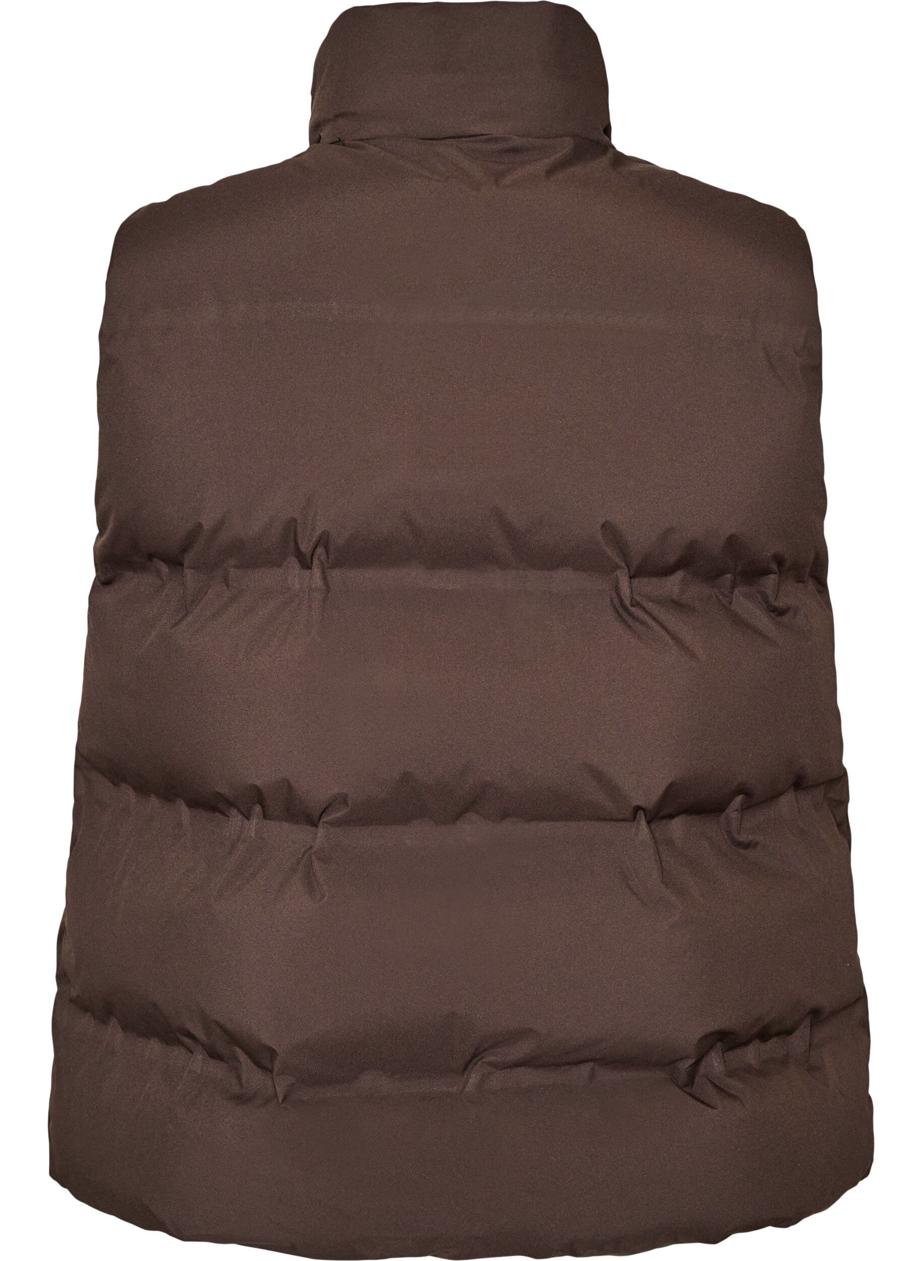 ZizziKorte puffer bodywarmer met hoge kraag, Bruin, Packshot image number 1