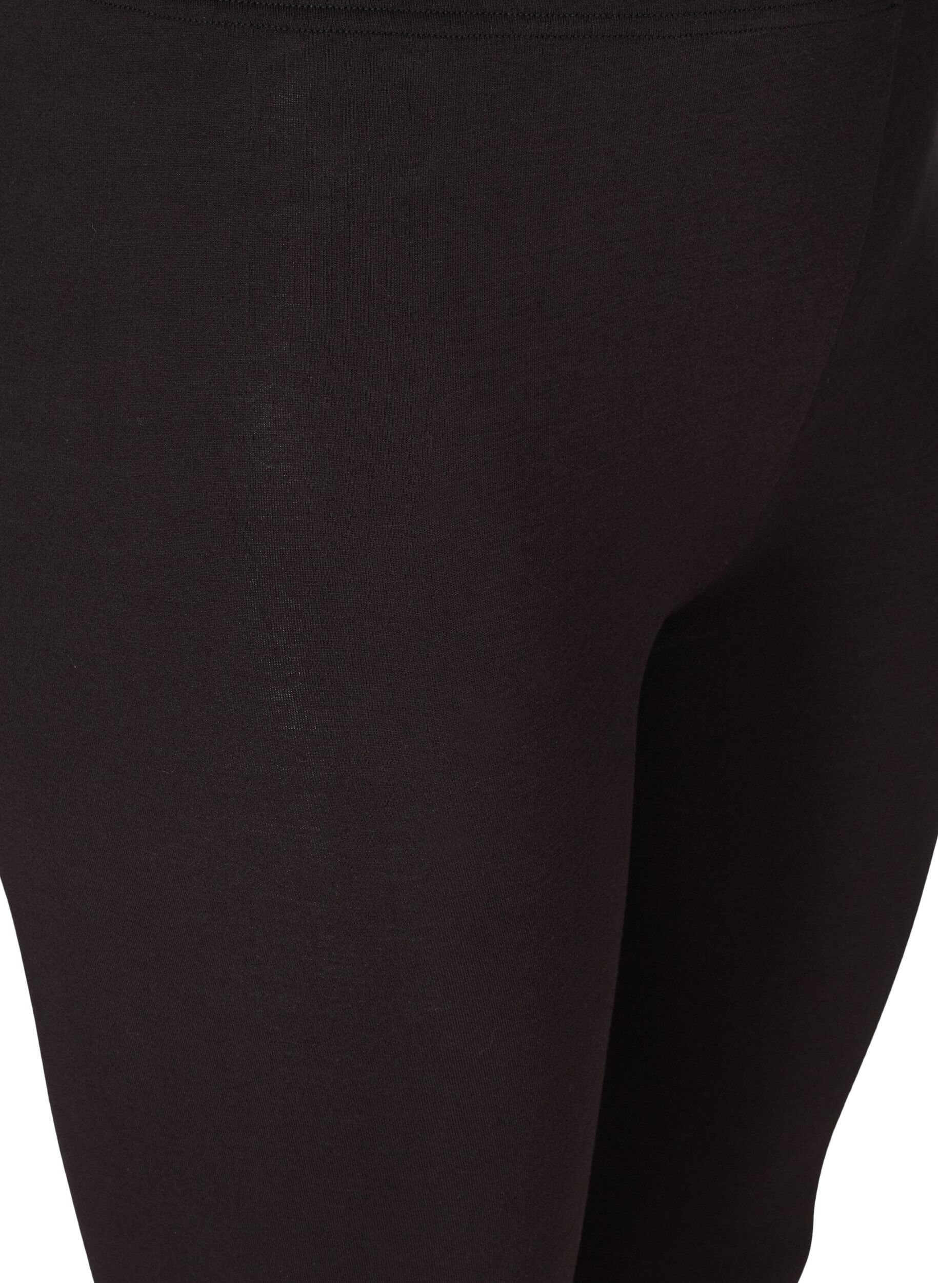 Zizzi Basic 3/4 legging met ruche detail, Black, Packshot image number 2