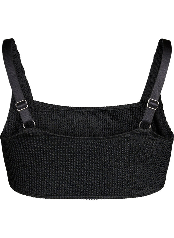 Crepe bikini top met verstelbare bandjes, Zwart, Packshot image number 1