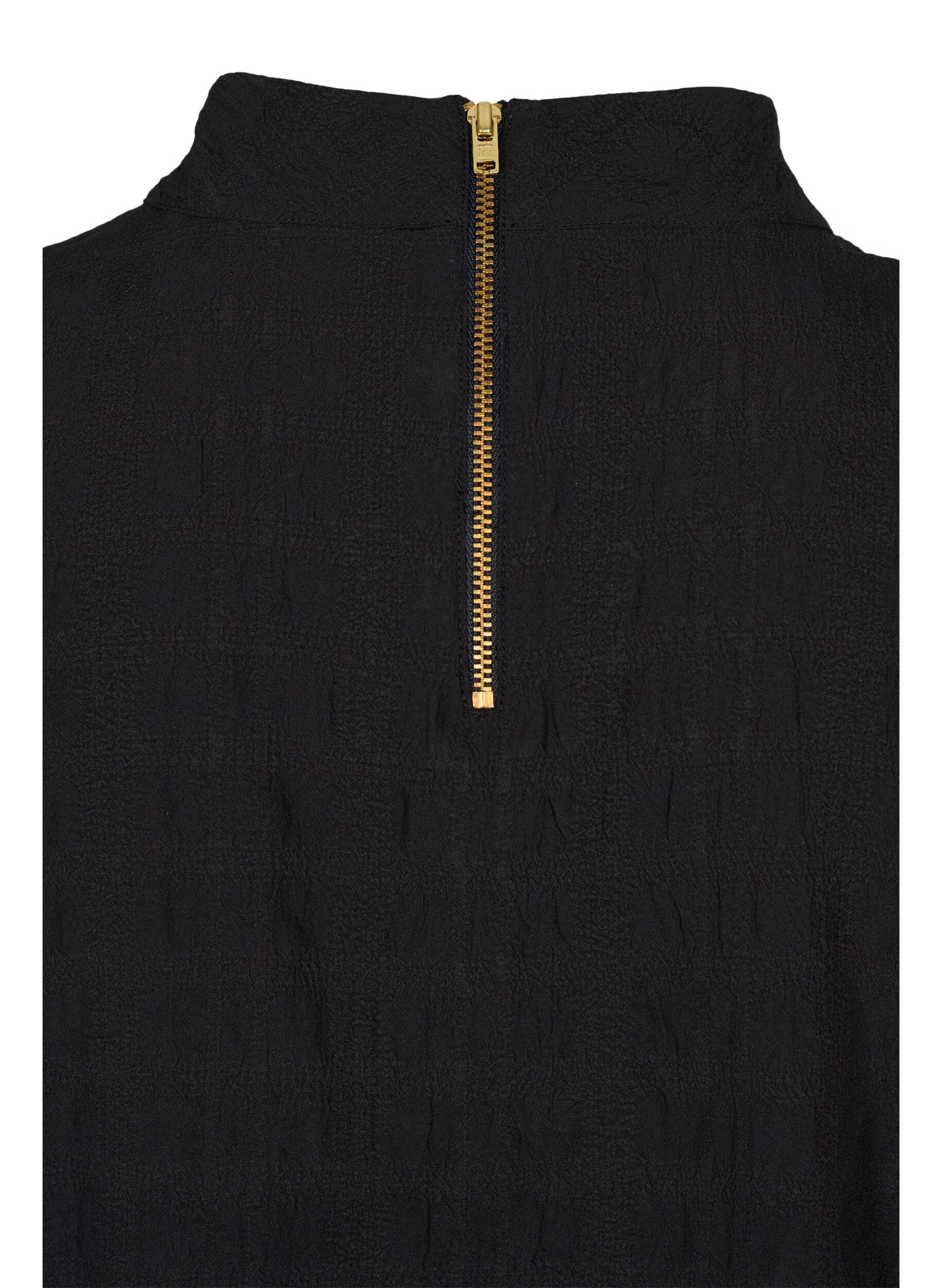 Zizzi Blouse met hoge hals en 3/4 mouwen, Black, Packshot image number 3