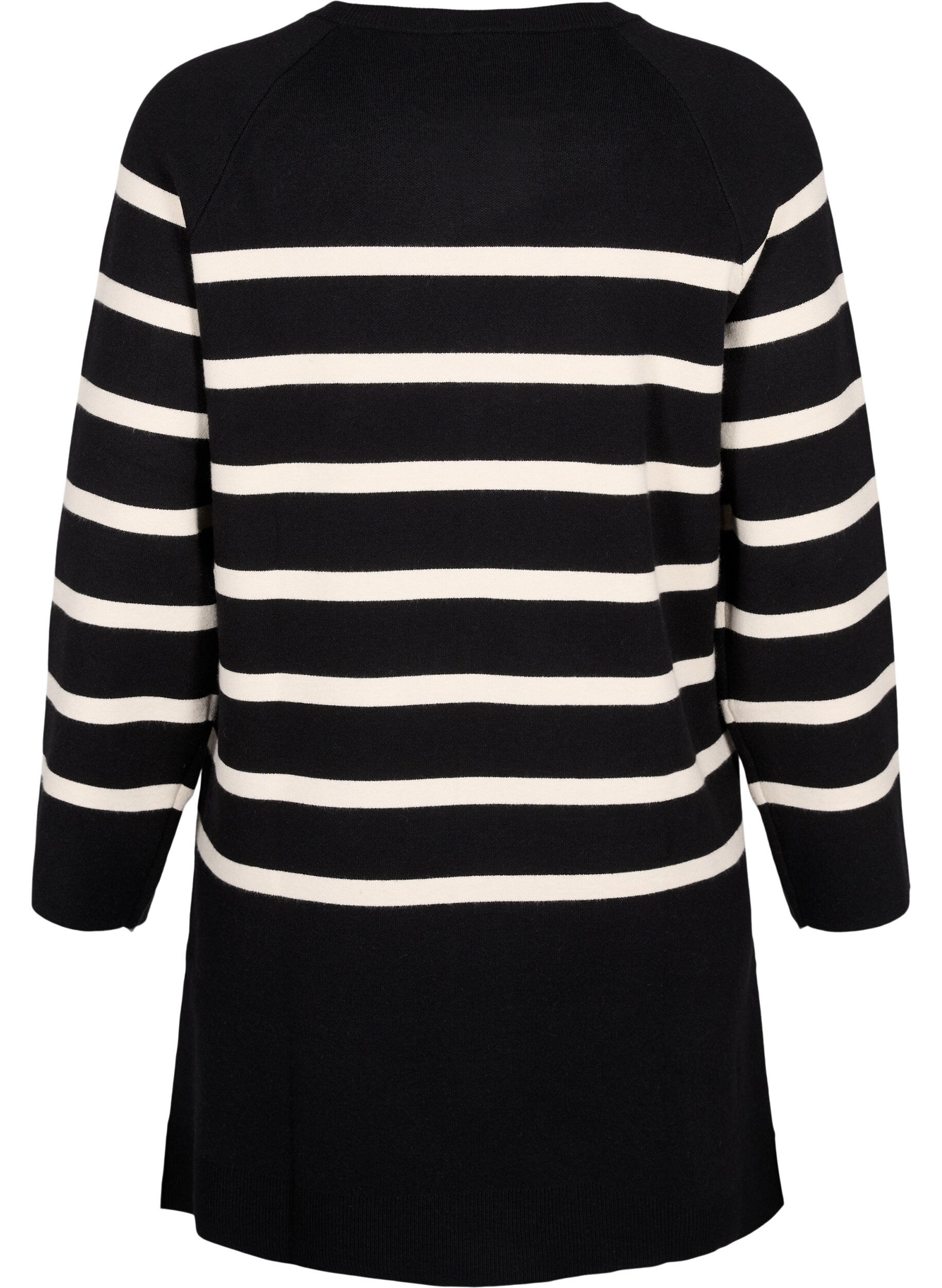 Zizzi Gebreide jurk met ronde hals en split, Zwart, Packshot image number 1